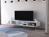 White and Macadamia 2 Hinged Drawers TV Rack B062P175179