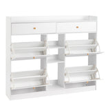 4 Drawers 2 Drawers with Top Baffle Shoe Cabinet Particle Board 128*25*107cm White 41329802
