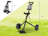 6lbs Lightweight Golf Push Cart - Steel Frame, Foldable Design, 9.5" Ball Bearing Wheels 93263039