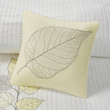 6 Piece Embroidered Quilt Set with Throw Pillows Yellow Full/Queen B03597620