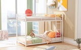 ZNTS Twin over Twin Metal Bunk Bed, Low Bunk Bed with Ladder,White 67500234