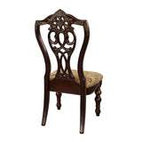 Formal Traditional Dining Chairs 2pc Set Dark Cherry Finish with Gold Tipping Jacquard Fabric B01178666