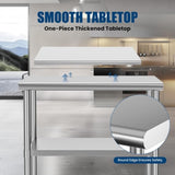 Stainless Steel Table 24 x 30 Inches Metal Work Table Adjustable Undershelves With wheels for W1192P326239