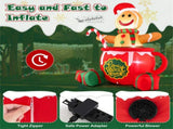 7ft Inflatable Gingerbread Man - Built-in LED Lights, Candy CaneHot Cocoa Mug Design, Multi-Color 84841295