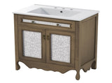 30" Antique Pattern Bathroom Vanity with Rectangle Ceramic Sink, Bathroom Vanity Cabinet with N817P245319L