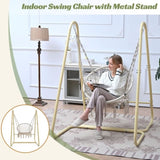 ZNTS Swing Chair Handmade Macrame Swing Hammock Chair with Stand 17162944