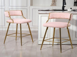 (SET of 2) 26'' Counter height bar stools Corduroy kitchen island counter bar stool with back,golden 80301626