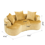 Moon shaped sofa, modern sleeper cat waist sofa with deep seat, non assembly sponge compression sofa W2012P292698