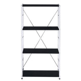 Black and Chrome 4-Tier Rectangular Bookshelf B062P184593