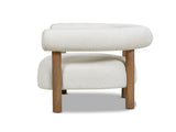 Fuji 37" Mid Century Modern Barrel Accent Arm Chair, Ivory White Boucle B2719P238263