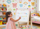 3-in-1 Wooden Kid's Easel NaturalPink, Magnetic Chalkboard/Whiteboard 60 Accessories 82274467