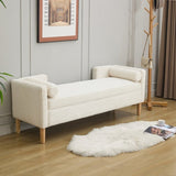 65.35"Wide Corduroy Storage Soft Bench with Armrests, Backrest and Two bolster Pillows for Living W3118P254210
