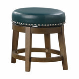 Round Swivel Stools Set of 2, Green Faux Leather 360-degree Swivel Seat Nailhead Trim Solid Wood B011P201570