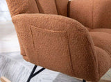 Teddy Fabric Wingback Glider Rocker with Side Storage Pocket, Soft Comfy Nursing Rocking Chair, 68696163