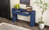 TREXM Entryway Table with Fluted Design, Modern Console Table with Storage, Oval Top and 2 Drawers N715P233435M