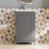 20 Inch Modern Small Bathroom Vanity Cabinet With Ceramic Basin- 20*14.5*33.3 Inches,Ample WF318756AAE