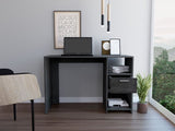 Computer Desk with 1-Drawer and 2-Open Storage Shelves, Smokey Oak B097133109