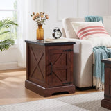 Farmhouse end table Nightstand Rectangular Farmhouse End Table with Barn Door and Adjustable Storage W2275P192794