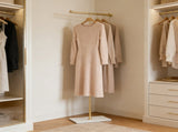 Clothing Rack, Golden Metal Freestanding Heavy Duty Clothes Rack with Marble Base, Multipurpose 09528329