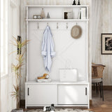 Hall Tree with Storage Bench, Entryway Bench with Drawer and 5 Hooks, Coat Rack with Display Shelf 64739294