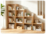 Natural Stepped 10-Cube Open Bookshelf 4-Tier Engineered Wood Storage Display Rack with Anti-Tipping 45719798