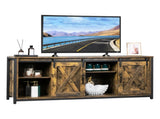 3-layer Double Barn Door with Sliding Rail X-shaped Panel TV Cabinet MDF with Triamine Retro Brown 94882860