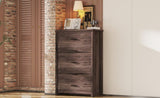 Retro American Country Style Wooden Dresser with 5 Drawer, Storage Cabinet for Bedroom, Dark Walnut WF324089AAD