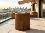 Wooden Round Side Table with Storage & 4 Wheels, No-Assembly Fluted End Table 33643242