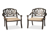 Set of 2 Cast Aluminum Patio Dining Chairs with Cushions, Stackable Outdoor Bistro Chairs for 96662218