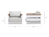 Rhodes 29" Upholstered Teak & Aluminum Patio Arm Chair Birch Gray Chenille B2719P321037