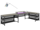 U-shaped Desk with Shelve and LED lights 09121568