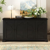 U_STYLE American Country Style Wooden Sideboard with Pine Doors and Legs, 4 Metal Handles, for N711P239354B