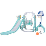 ZNTS 5 in 1 Slide and Swing Playing Set, Toddler Extra-Long Slide with 2 Basketball Hoops, Football, W2181139405