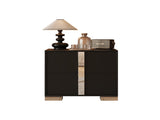 Elegant Nightstand with Metal Foot, Mirrored Bedside Table with 2 Drawers for Bedroom, Living Room, 22446657