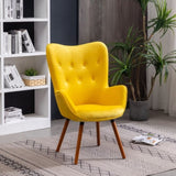 Doarnin Contemporary Silky Velvet Tufted Button Back Accent Chair, Yellow T2574P164271