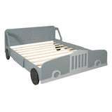 Full Size Car-Shaped Platform Bed with Wheels,Gray WF311753AAE