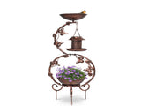 37.8 inch Bird Bath and Solar Bird Feeders Combo with Flower Planter Pedestal, Weather Resistant 60319630