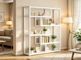 69 Inch Industrial Etagere Bookshelf, 5 Tier Bookcase with Staggered Shelves 57232579