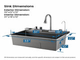 Pull-out Faucet Single Bowl Sink Kitchen Vegetable Sink 304 33"x22" Whale Waterfall Sink Stainless 44745095