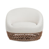 Willow 35.5" Upholstered Woven Patio Deep Seating Armchair, Golden Brown Wicker Frame, Wheat Beige B2719P305699