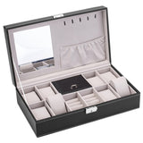 ZNTS Jewelry Box 8 Slots Watch Organizer Storage Case with Lock and Mirror for Men Women Black 92598944