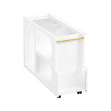 ON-TREND Mobile End Table with Lockable Wheels, Narrow Coffee Table with 5mm Thick Fluted Tempered N721P179241K
