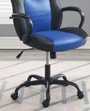 Gaming Office Chair Blue And Black Faux Leather 1pc Chairs Casters Plush Padded Chair w Arms B011P367182