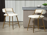 (SET of 2) 26'' Counter height bar stools Corduroy kitchen island counter bar stool with back,golden 25086377