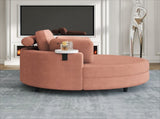 A 51-inch orange corduroy sofa with two throw pillows, a waist pillow and an extra tray is W1658P143718