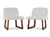 Dining Chair Set of 2, Plush Fabric Upholstered Dining Chairs with Curved Wooden Legs and Beige N779P370775B