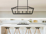 5-Light Farmhouse Kitchen Island Lighting,5 Light Industrial Linear Chandelier for Dining Room Metal W5008P465021