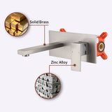 Wall Mount Faucet for Bathroom Sink or Bathtub, Single Handle2 Holes Brass Rough-in Valve Included, T3177P269101