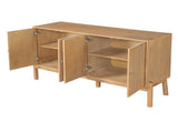 Vintage Sideboard Buffet Cabinet, 56.8" W x 18" D x 34.2" H, 4-Door Storage Cabinet with Metal N780P347334N