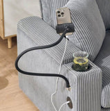 55" Oversized Chaise Lounge Chair Indoor with Ottoman and Storage, Comfy Corduroy Sleeper Chair with W3373P330166